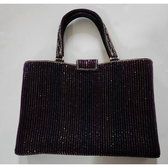 Vintage Geronimo black beaded purse 12 in x 9 in x 1 in - Picture 2 of 9
